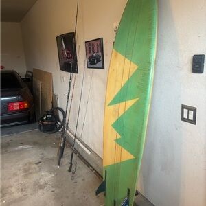 Green and Yellow Surfboard Wall Decor